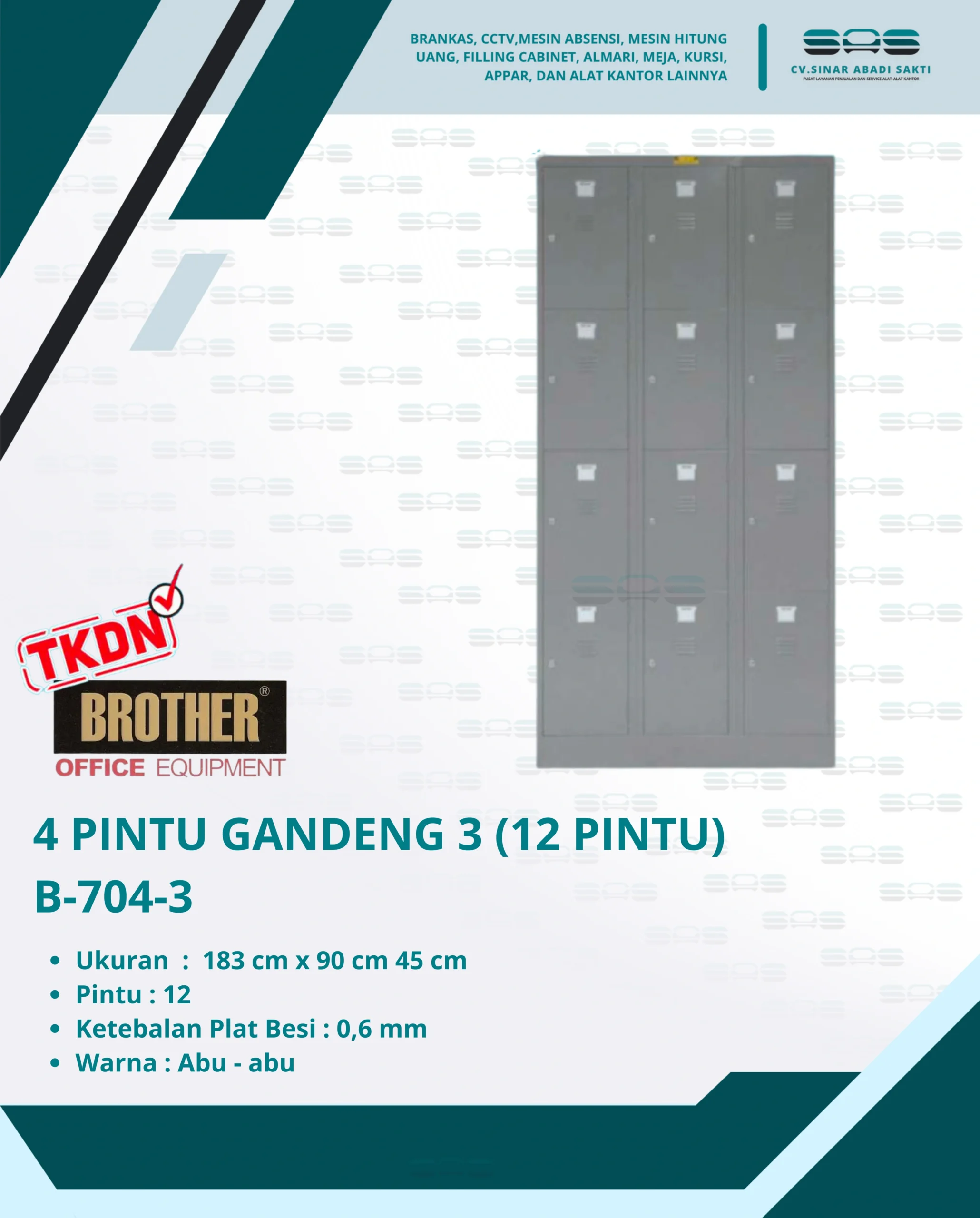 4 PINTU GANDENG 3 (12 PINTU) (B-704-3) - Brother - Almari, Almari Kantor