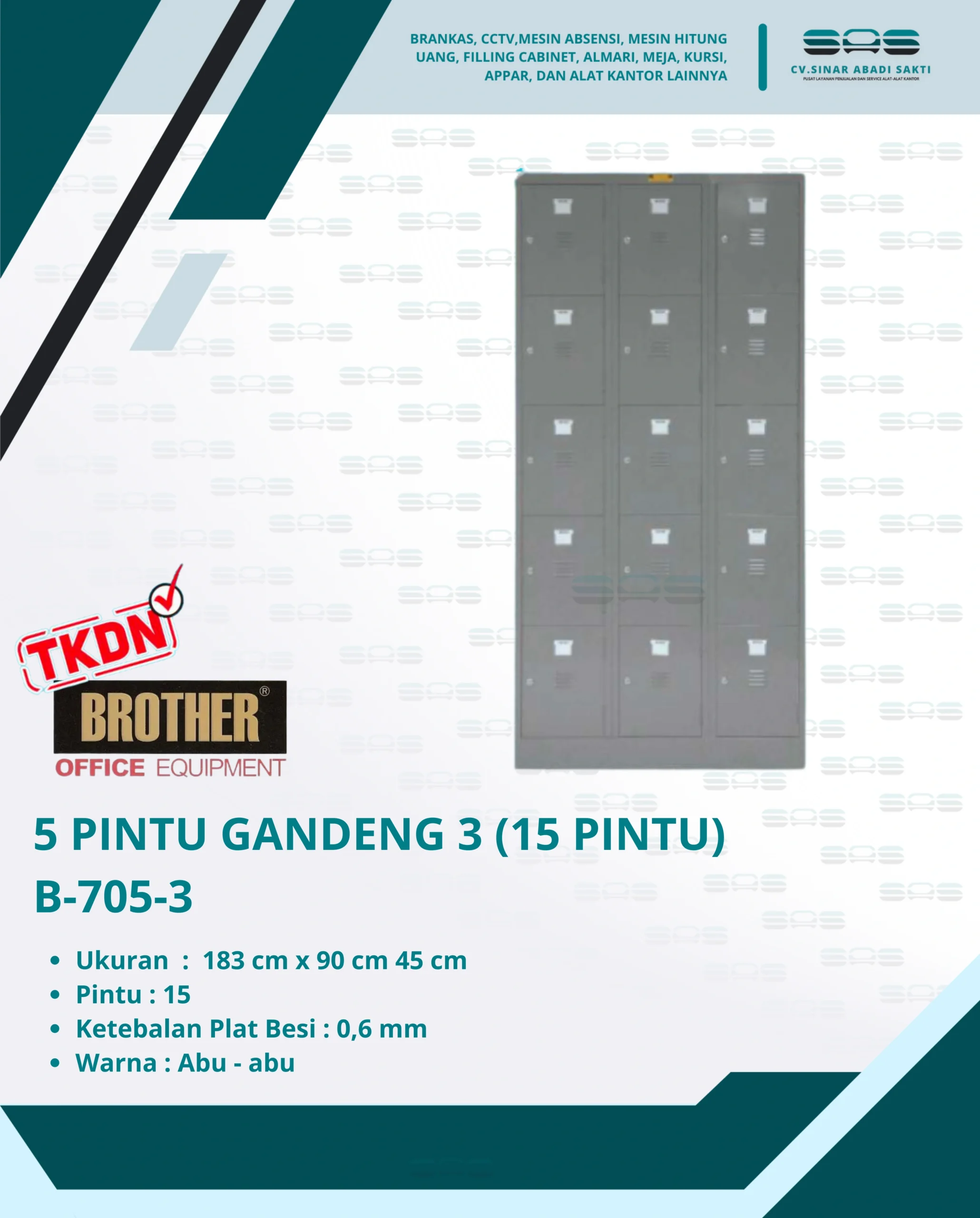 5 PINTU GANDENG 3 (15 PINTU) (B-705-3) - Brother - Almari, Almari Kantor