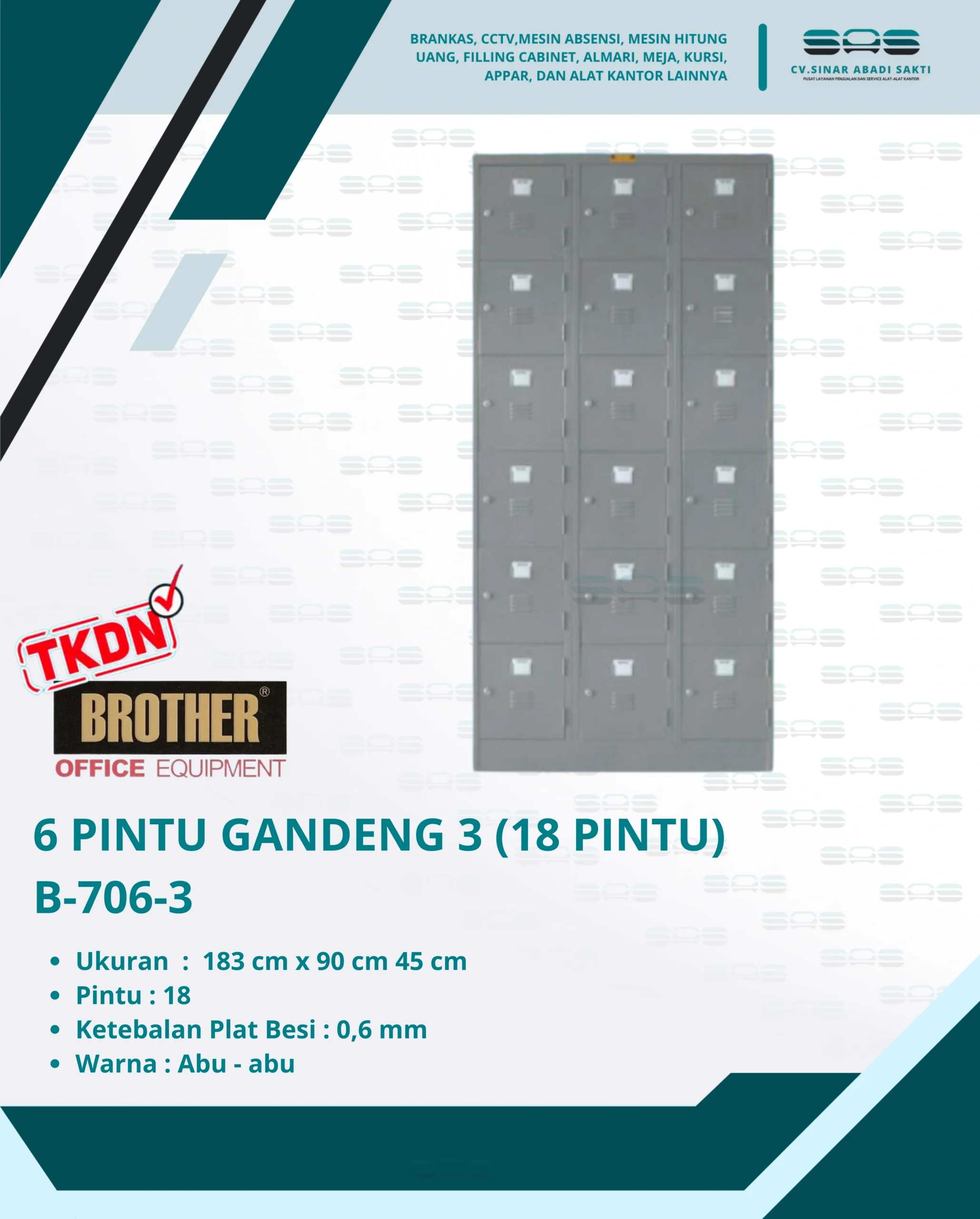 6 PINTU GANDENG 3 (18 PINTU) (B-706-3) - Brother - Almari, Almari Kantor