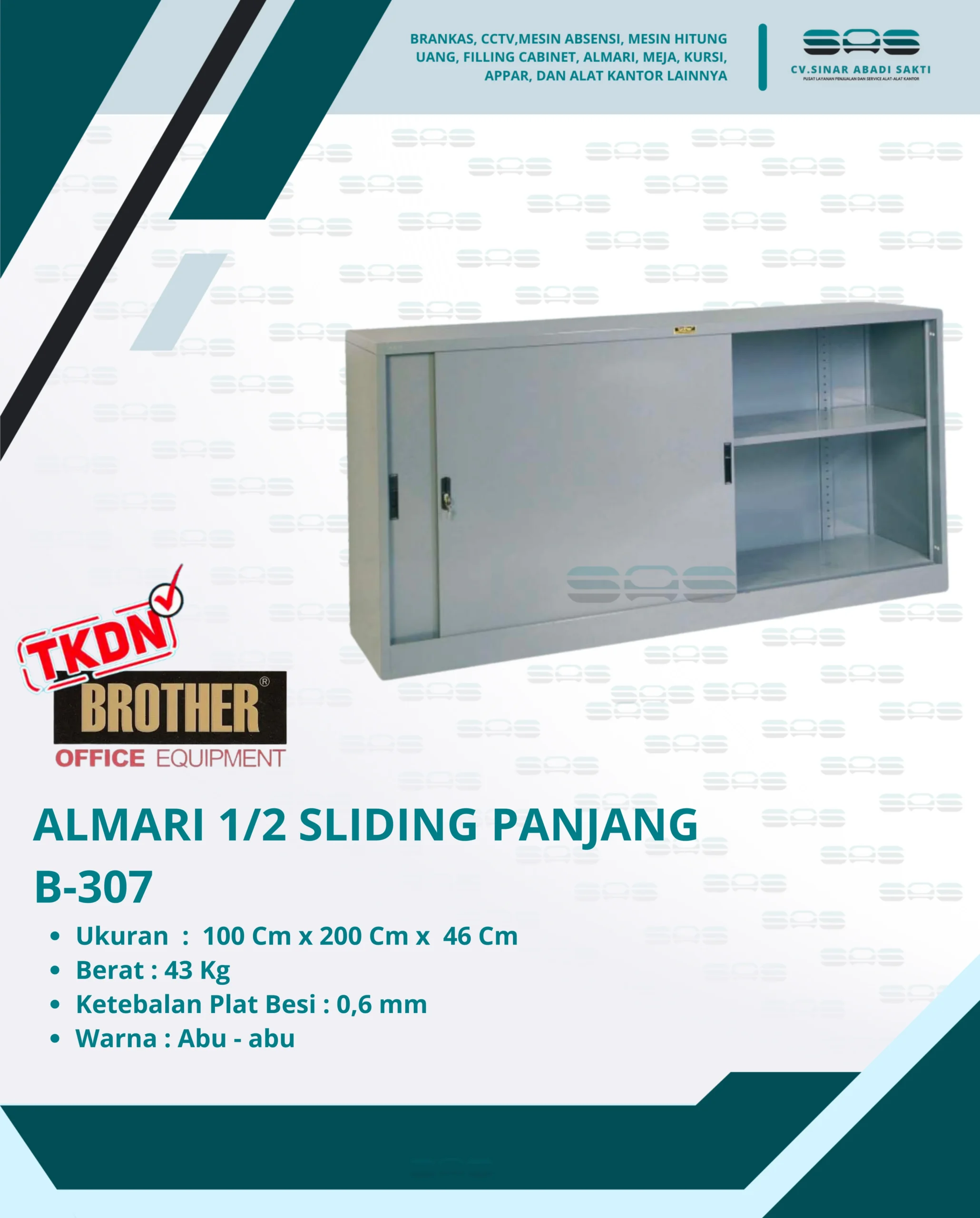 ALMARI 1/2 TINGGI PINTU DORONG PANJANG (B-307)