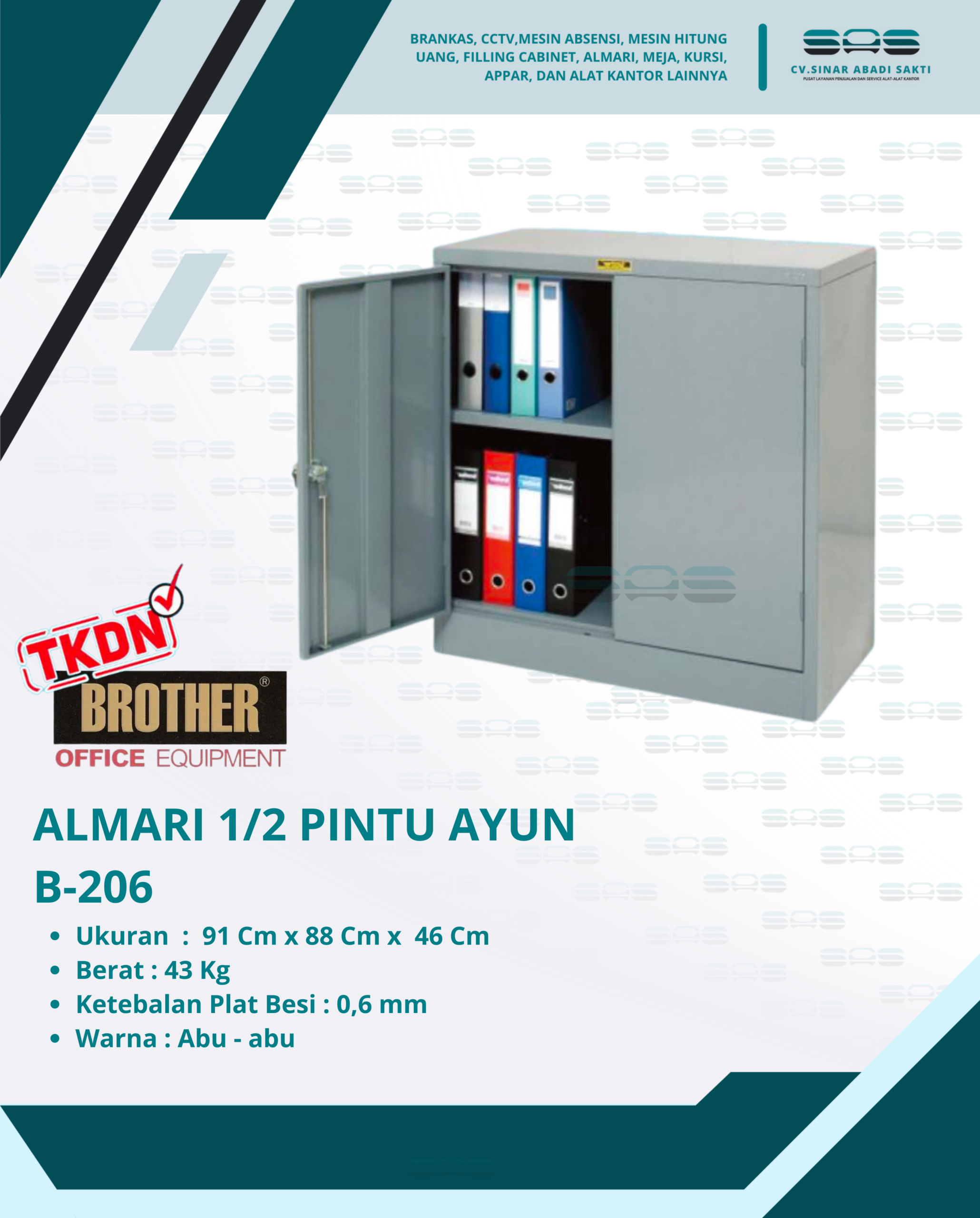 ALMARI 1/2 TINGGI (Rak 1 lembar) (B-206)