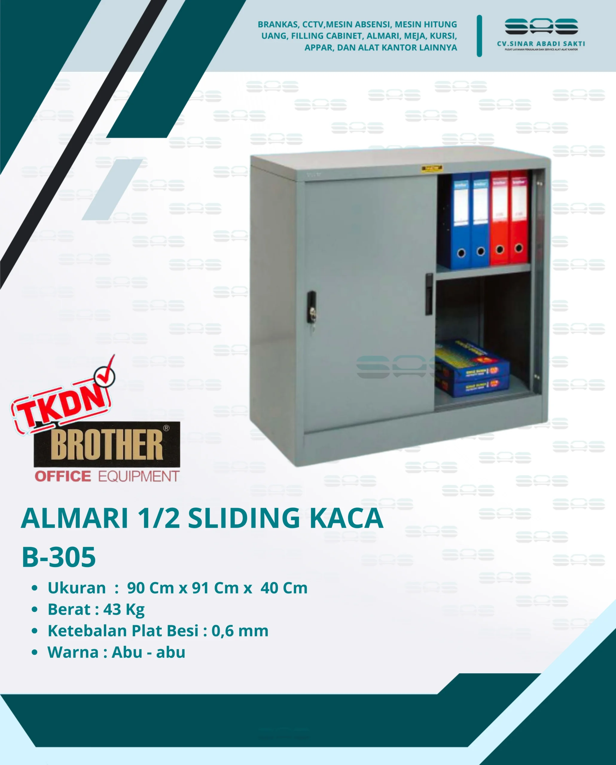 ALMARI 1/2 TINGGI SLIDING PLAT (Rak 1 lbr) (B-305)