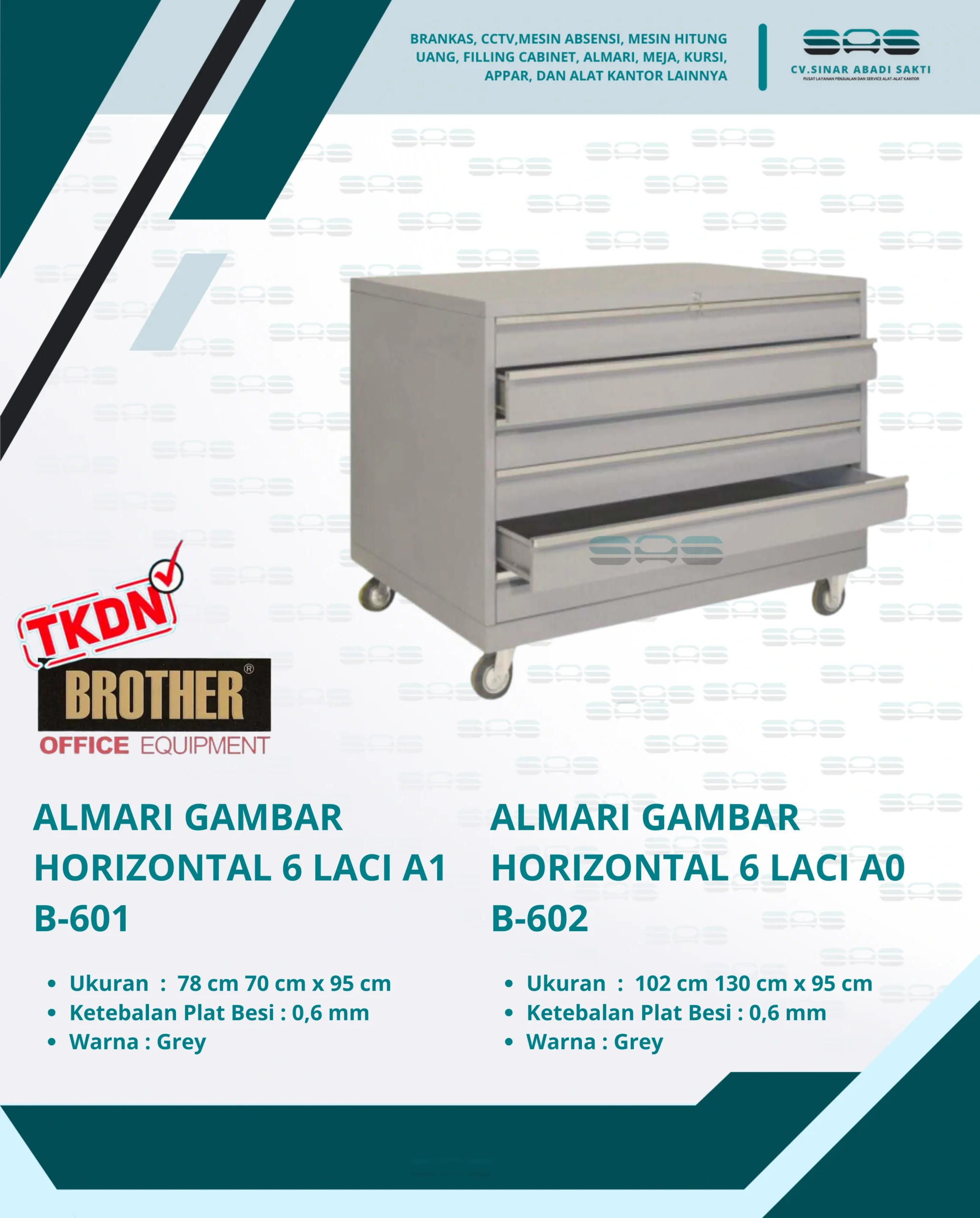 ALMARI GAMBAR HORIZONTAL 6 LACI A1 (B-601)