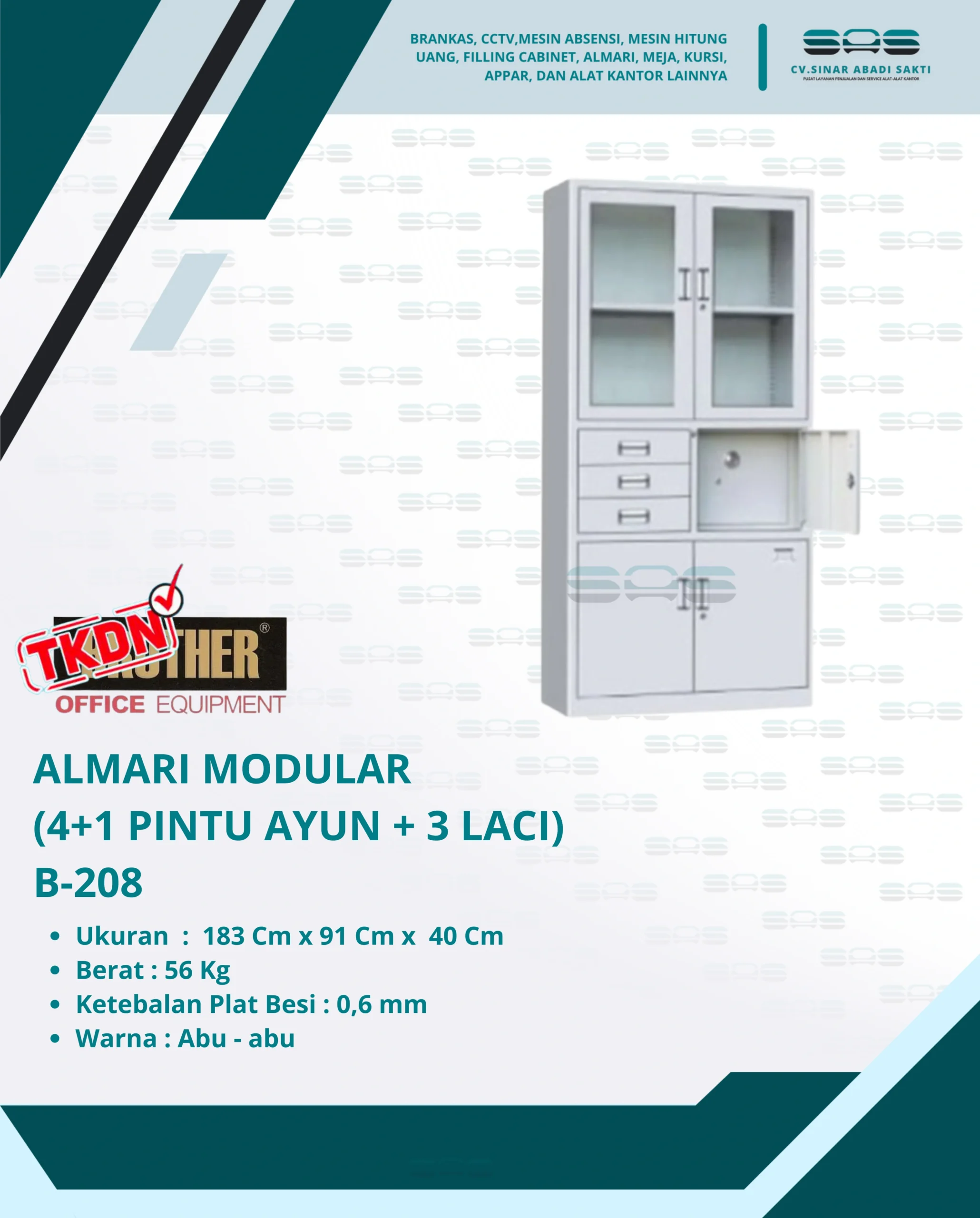 ALMARI MODULAR (4+1 pintu ayun + 3laci) (B-208)