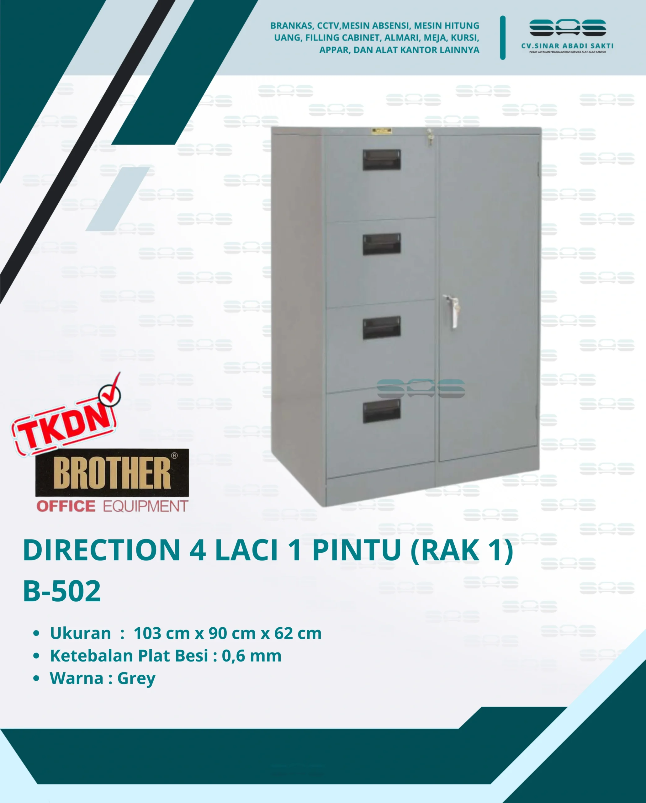 DIRECTION 4 LACI 1 PINTU (Rak 1 lbr) (B-502) - Brother - Side Cabinet