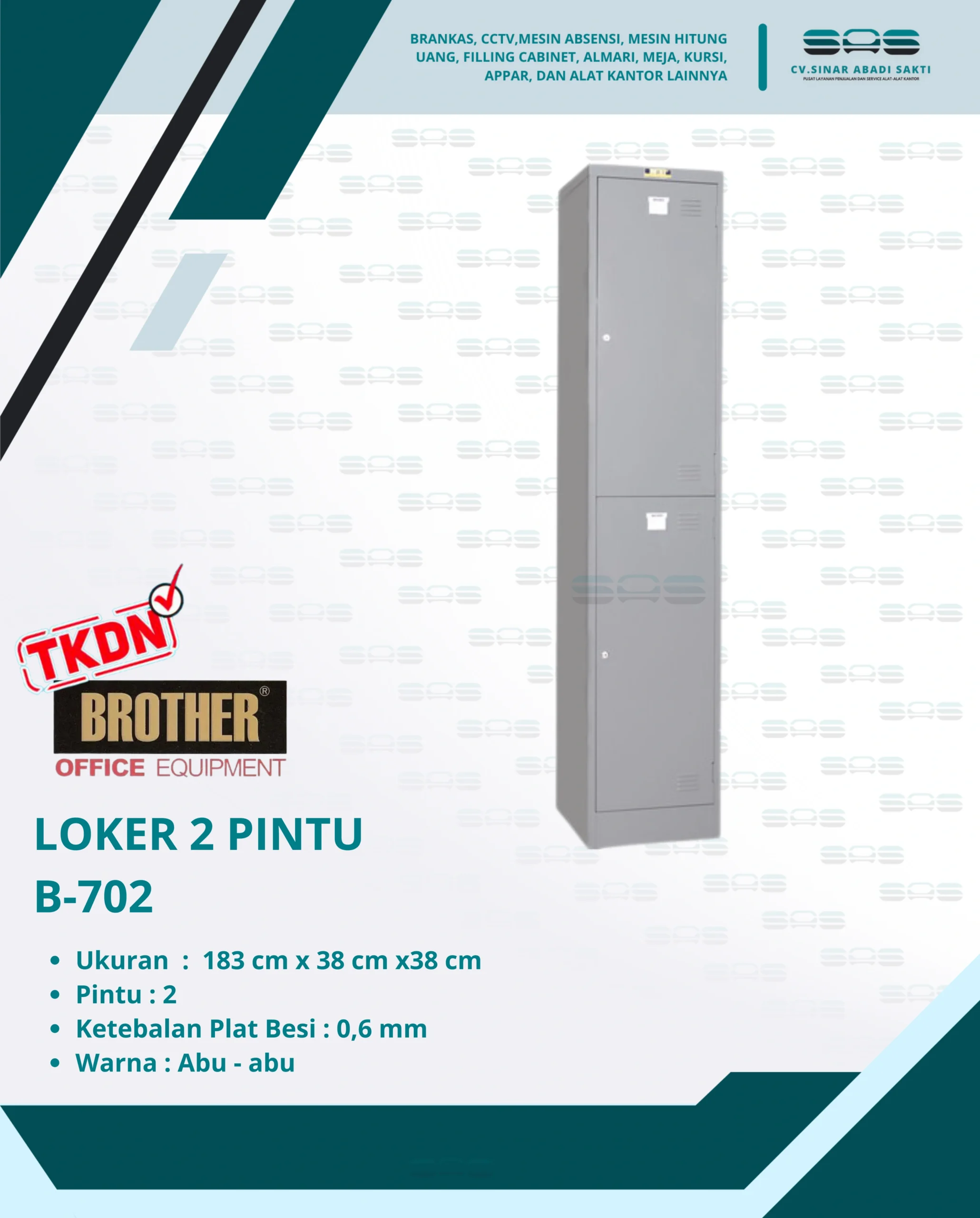 LOKER 2 PINTU (B-702) - Brother - Almari, Almari Kantor