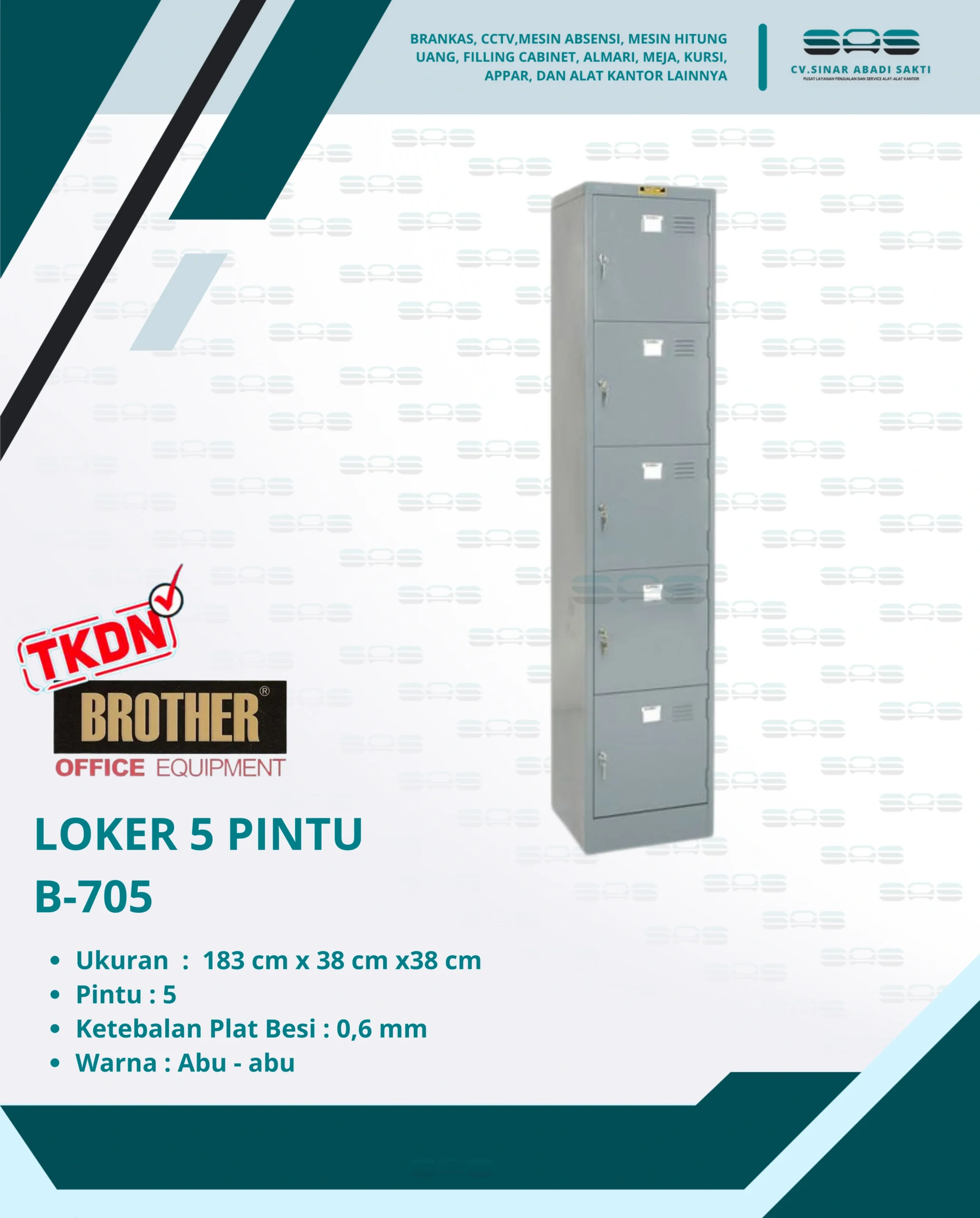 LOKER 5 PINTU (B-705) - Brother - Almari, Almari Kantor