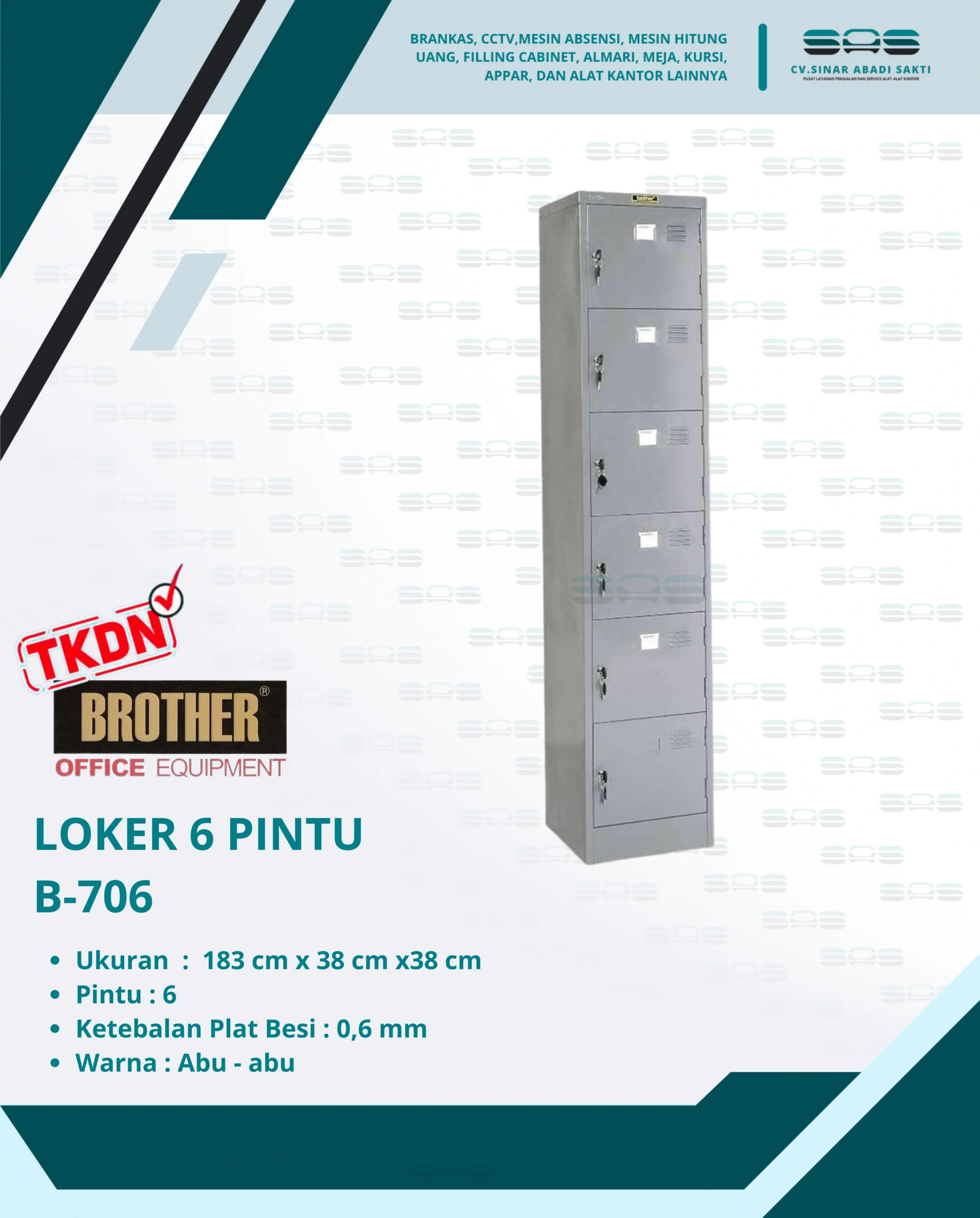 LOKER 6 PINTU (B-706) - Brother - Almari, Almari Kantor