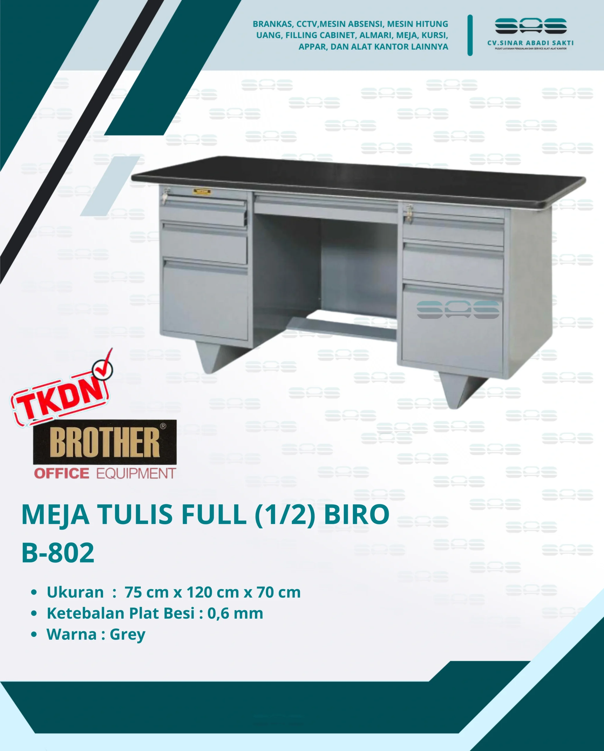 MEJA TULIS FULL (1) BIRO (B-802) - Brother - Meja, Meja Tulis