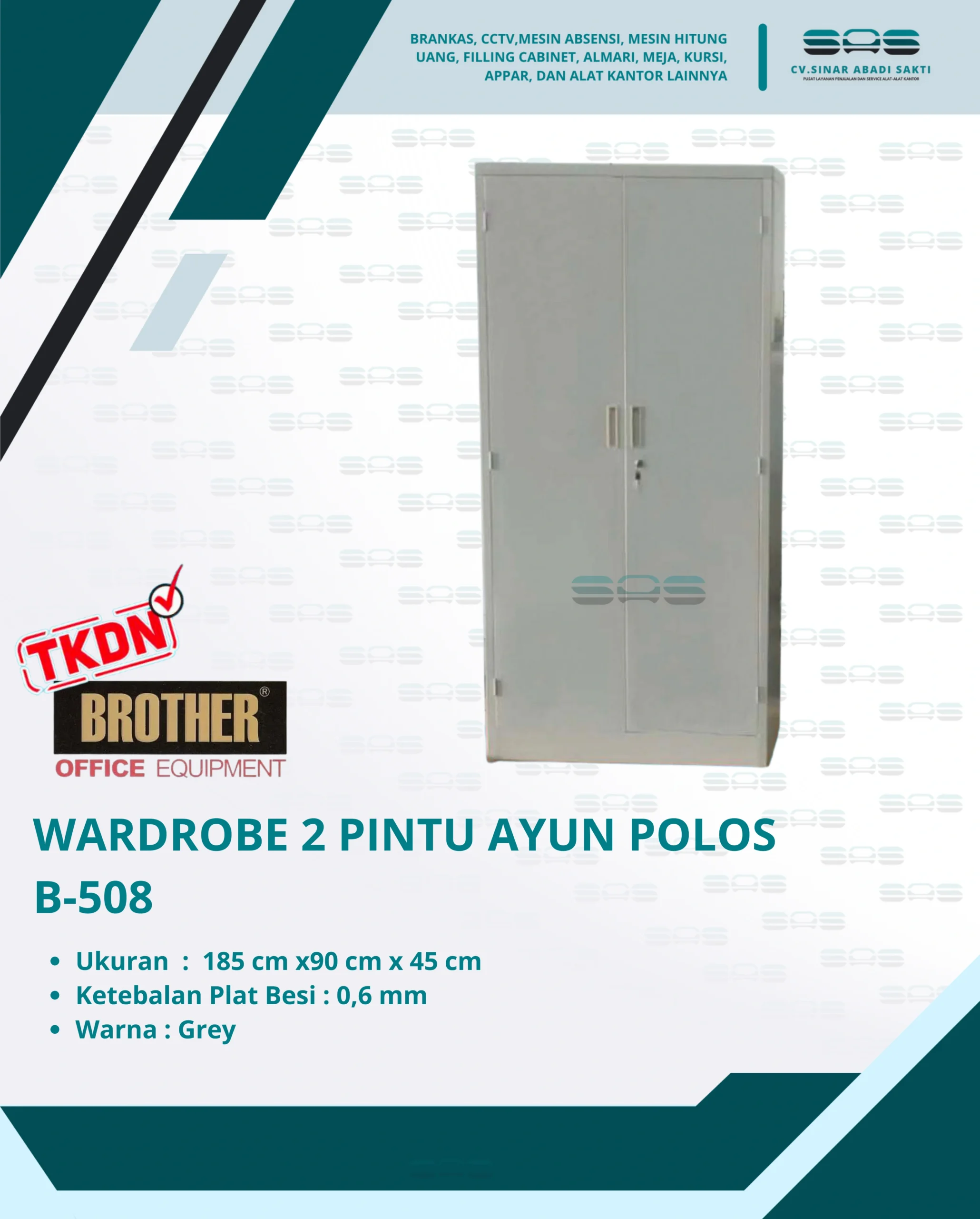WARDROBE 2 PINTU AYUN POLOS (B-508)