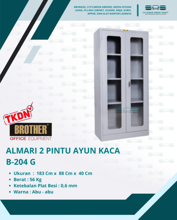 Brother - ALMARI TINGGI PINTU AYUN KACA (B - 204G)