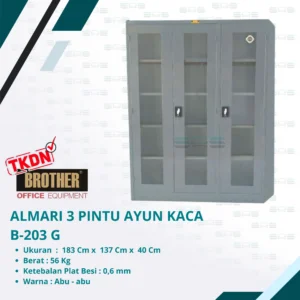 ALMARI TINGGI 3 PINTU AYUN KACA (B-203G/3)