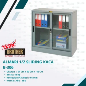 ALMARI 1/2 TINGGI SLIDING KACA (Rak 1 lbr) (B-306)