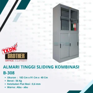 ALMARI TINGGI PINTU SLEDING KOMBINASI (B-308)