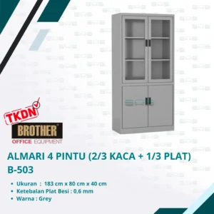 ALMARI 4 PINTU (2/3 kaca + 1/3 plat) (B-503)