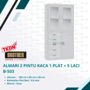 ALMARI 2 PINTU KACA 1 PLAT + 5 LACI (B-507)